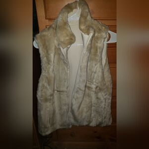 Kristen Blake Beige Tan Faux Fur Women's Reversable Winter Vest Size Small